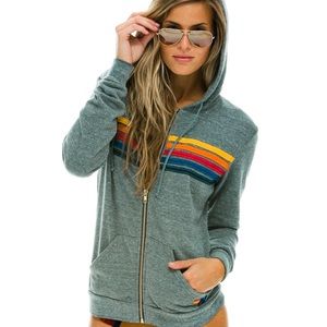 Like new Aviator Nation 5 striped hoodie in classic grey